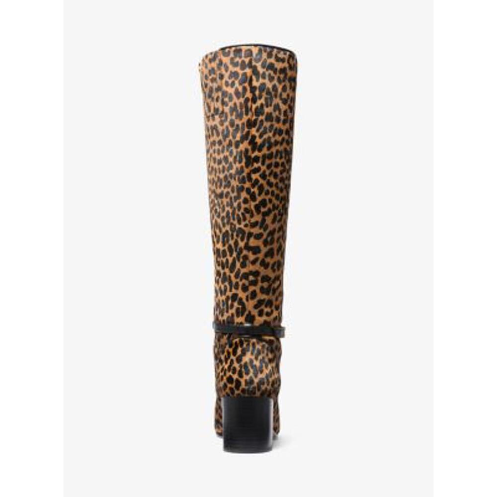 Michael Kors Ella Leopard Print Calf Hair Block Heel Boot 8 - Picture 5 of 5